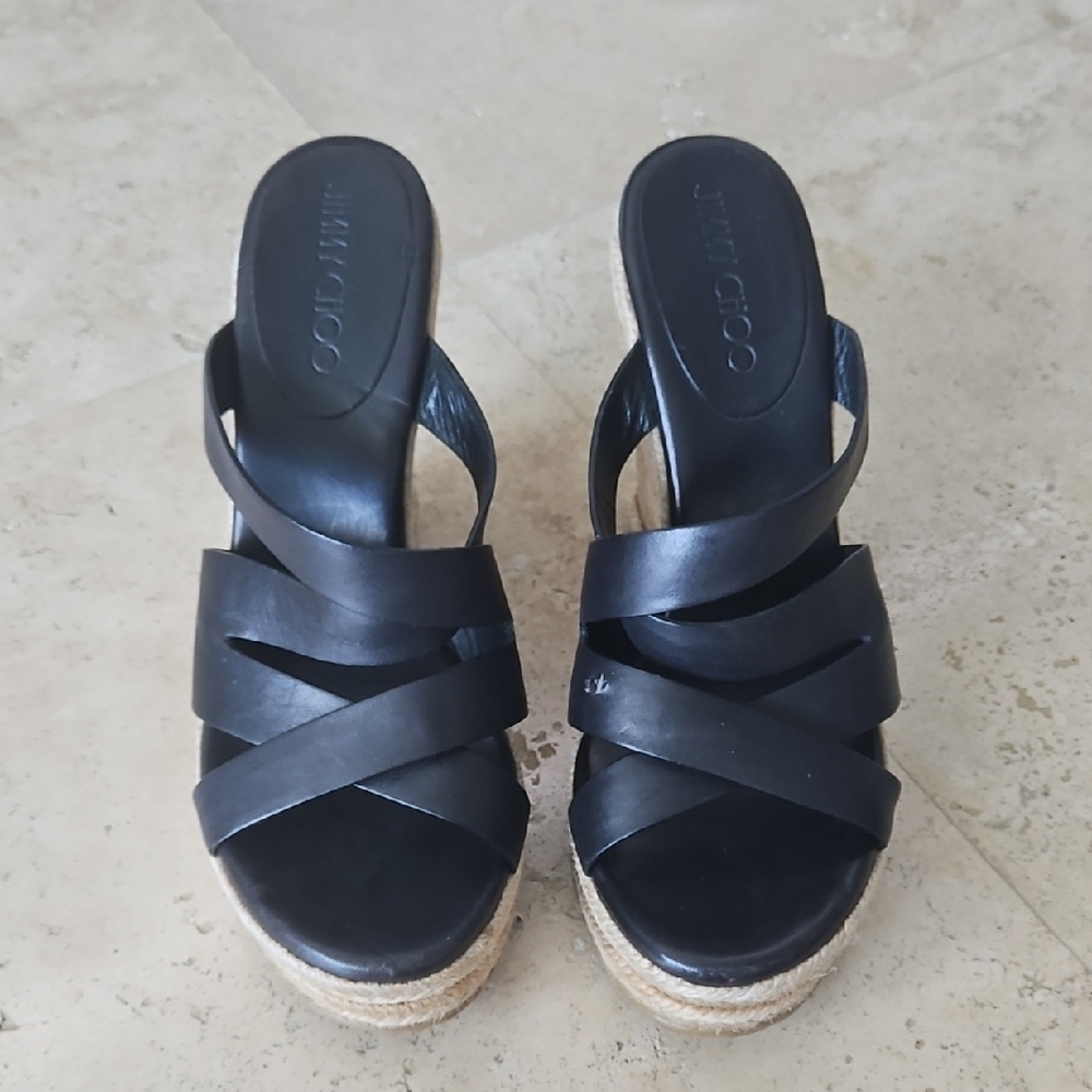 Jimmy Choo Black Espadrille Sandals